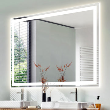 Pax Rectangular Frameless Anti-Fog Aluminum Front/Back-lit Tri-color LED Bathroom Vanity Mirror with Smart Touch Control